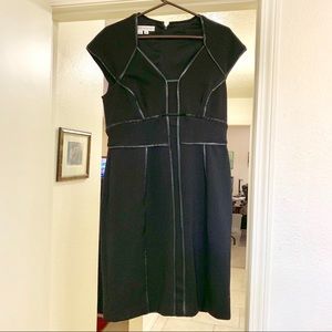 Black wiggle dress, faux leather detail